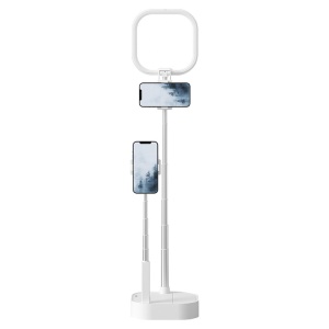 USAMS φωτιστικό δαχτυλίδι LED US-ZB240, με 2x βάσεις smartphone, λευκό